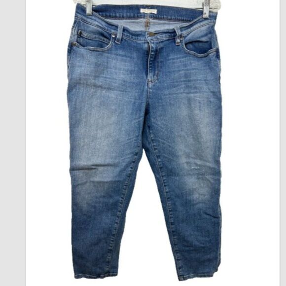 Eileen Fisher ladies Organic Cotton cropped Jeans 8 Blue capsule distressed - Picture 15 of 15